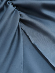 Illusion Floral Ruched Cowl Neck Midi Dress