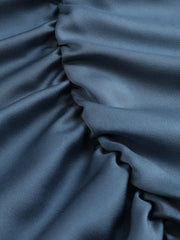 Illusion Floral Ruched Cowl Neck Midi Dress