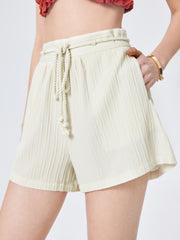 Texture Knotted High Waist Shorts