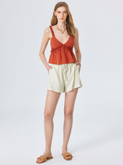 Texture Knotted High Waist Shorts