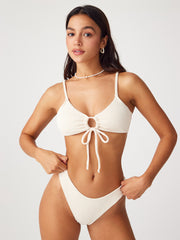 Cut Out Front Tied Bikini Swimsuit