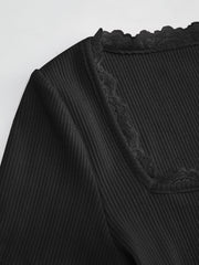 Lace Trim Knitted Crop Top