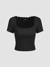 Lace Trim Knitted Crop Top