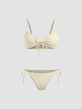 Solid O-Ring Front Tied Bikini Set