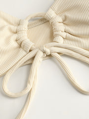 Solid O-Ring Front Tied Bikini Set