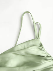 Asymmetrical Metallic Ruched Maxi Dress