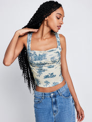 Toile de Jouy Square Neck Tank Top