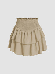 Shirred Ruffle Tiered Skort