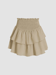 Shirred Ruffle Tiered Skort