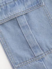 Denim Solid Pocket Maxi Skirt