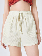 Texture Knotted High Waist Shorts