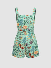 Lightweight Corduroy Floral Button Romper