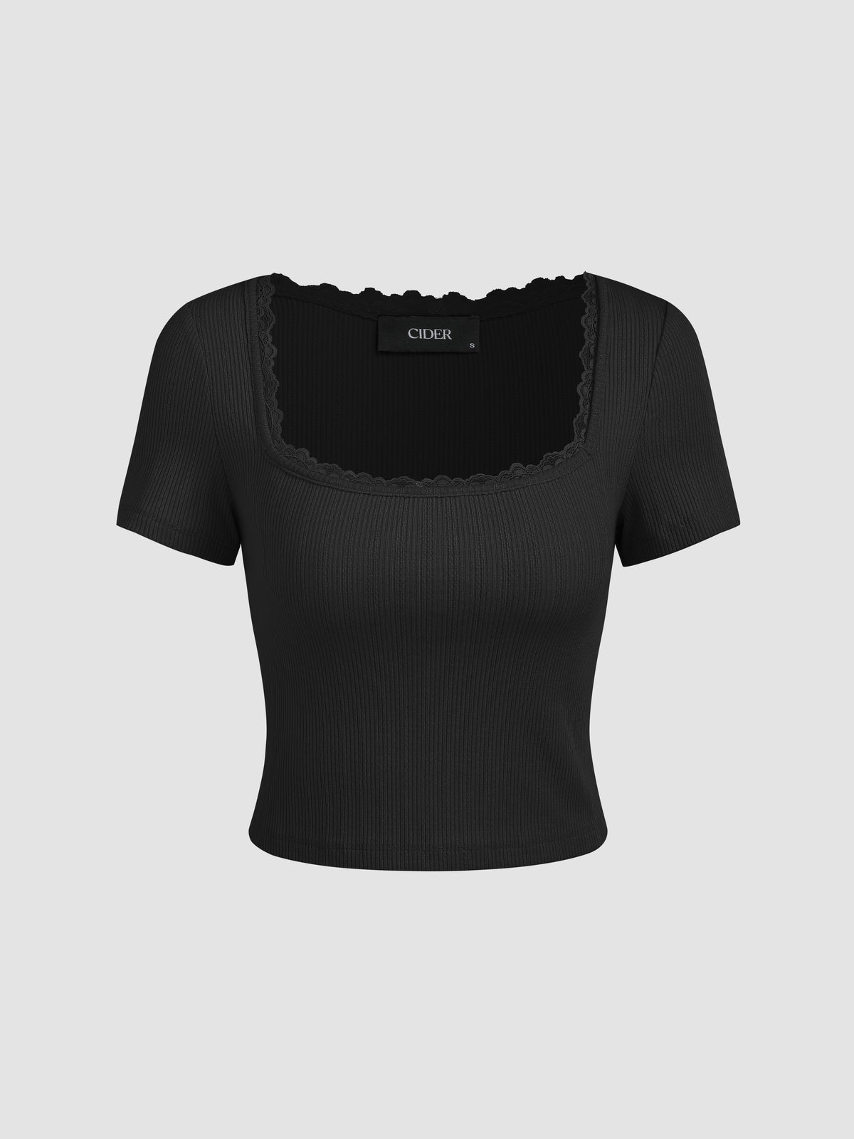 Lace Trim Knitted Crop Top