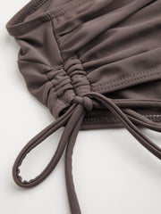 Solid Criss Cross Halter Underwire Bikini Set